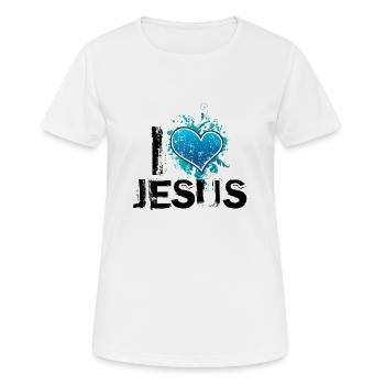 j'aime jésus de - T-shirt respirant Femme - blanc - Devant - AI Model Female 172 dark (172cm)