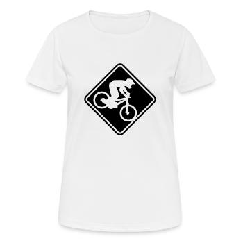 NEW MOUNTAIN BIKE ROADSIGN - Women's Breathable T-Shirt - white - Front - AI Model Female 172 dark (172cm)