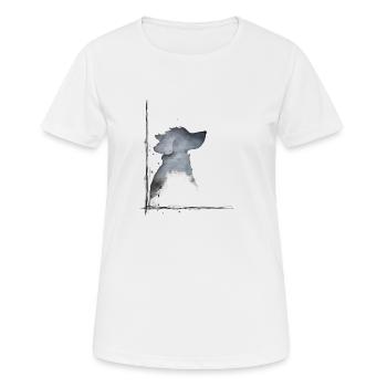 hund in Aquarell - Frauen T-Shirt atmungsaktiv - Weiß - Vorne - AI Model Female 172 dark (172cm)