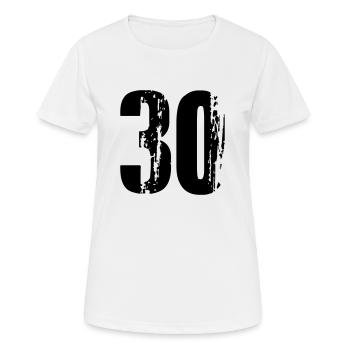 30 - Nummer - Frauen T-Shirt atmungsaktiv - Weiß - Vorne - AI Model Female 172 dark (172cm)