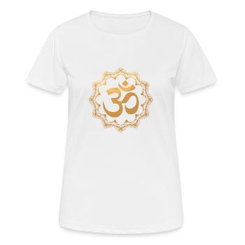 Goldenes Om Zeichen - Frauen T-Shirt atmungsaktiv - Weiß - Vorne - AI Model Female 172 dark (172cm)