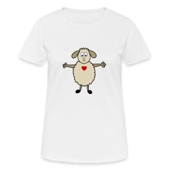 Schaf mit Herz - Frauen T-Shirt atmungsaktiv - Weiß - Vorne - AI Model Female 172 dark (172cm)
