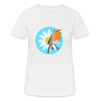 Rotkehlchen und Margerite - Frauen T-Shirt atmungsaktiv - Weiß - Vorne - AI Model Female 172 dark (172cm)