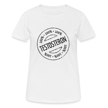 100% Testosteron - Frauen T-Shirt atmungsaktiv - Weiß - Vorne - AI Model Female 172 dark (172cm)