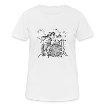 Punkrock Drummer – Rocker Design - Frauen T-Shirt atmungsaktiv - Weiß - Vorne - AI Model Female 172 dark (172cm)
