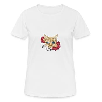 Katzen Cat Tierliebe - Frauen T-Shirt atmungsaktiv - Weiß - Vorne - AI Model Female 172 dark (172cm)