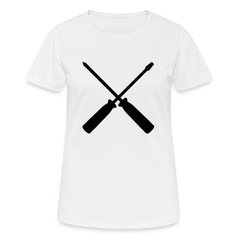 silhouette schraubenschluessel kreuz werkzeug baue - Frauen T-Shirt atmungsaktiv - Weiß - Vorne - AI Model Female 172 dark (172cm)