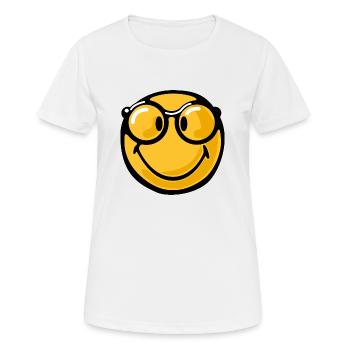Smiley nerdy - Frauen T-Shirt atmungsaktiv - Weiß - Vorne - AI Model Female 172 dark (172cm)