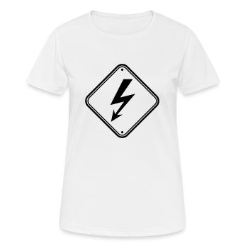 clipart schild hinweis elektrisch blitz strom ener - Frauen T-Shirt atmungsaktiv - Weiß - Vorne - AI Model Female 172 dark (172cm)