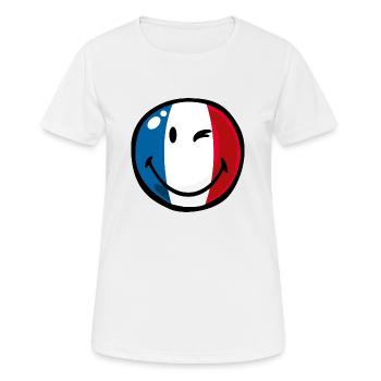 Smiley Flag France - Frauen T-Shirt atmungsaktiv - Weiß - Vorne - AI Model Female 172 dark (172cm)
