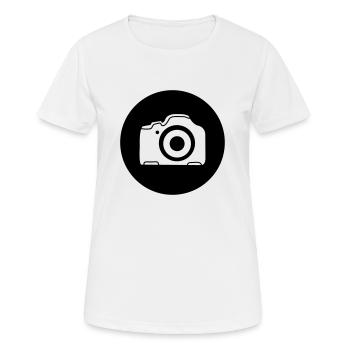 kamera - Frauen T-Shirt atmungsaktiv - Weiß - Vorne - AI Model Female 172 dark (172cm)