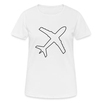 ligne silhouette top down avion mouche pilote mach - T-shirt respirant Femme - blanc - Devant - AI Model Female 172 dark (172cm)
