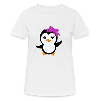 Pingouin avec un arc violet - T-shirt respirant Femme - blanc - Devant - AI Model Female 172 dark (172cm)