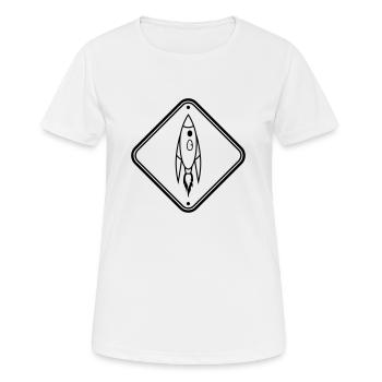 Schild Hinweis Rakete - Frauen T-Shirt atmungsaktiv - Weiß - Vorne - AI Model Female 172 dark (172cm)