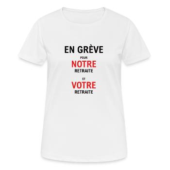 ON STRIKE für unseren Ruhestand und Ihren Ruhestand - Frauen T-Shirt atmungsaktiv - Weiß - Vorne - AI Model Female 172 dark (172cm)