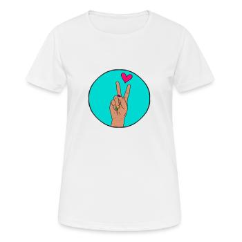 Main de paix avec couleur coeur - T-shirt respirant Femme - blanc - Devant - AI Model Female 172 dark (172cm)