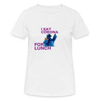 I eat corona for lunch - coronavirus shirt - Women's Breathable T-Shirt - white - Front - AI Model Female 172 dark (172cm)