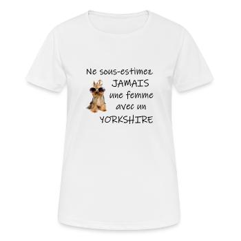 jamais sans mon yorkshire - T-shirt respirant Femme - blanc - Devant - AI Model Female 172 dark (172cm)