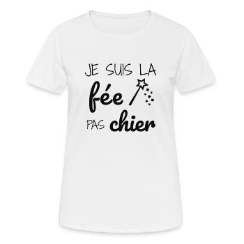 Je suis la fée pas chier - T-shirt respirant Femme - blanc - Devant - AI Model Female 172 dark (172cm)