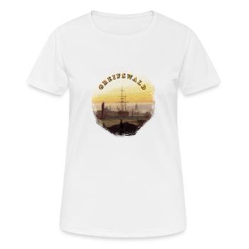 Greifswald Hafen - Frauen T-Shirt atmungsaktiv - Weiß - Vorne - AI Model Female 172 dark (172cm)
