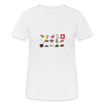Masque suisse - masque facial symboles suisses - T-shirt respirant Femme - blanc - Devant - AI Model Female 172 dark (172cm)