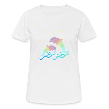 Dolphins, couple, sea, starry sky - Women's Breathable T-Shirt - white - Front - AI Model Female 172 dark (172cm)