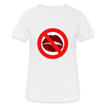 Küssen verboten Kußmund Lippen Kuß Verbot Abstand - Frauen T-Shirt atmungsaktiv - Weiß - Vorne - AI Model Female 172 dark (172cm)