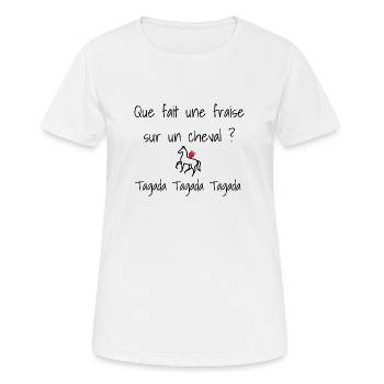Blague du jour ! Cheval et Tagada - T-shirt respirant Femme - blanc - Devant - AI Model Female 172 dark (172cm)