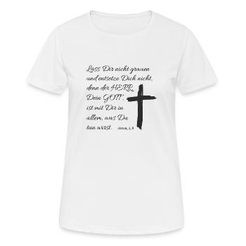 Der Herr Dein Gott Bibelvers Spruch Josua Jesus - Frauen T-Shirt atmungsaktiv - Weiß - Vorne - AI Model Female 172 dark (172cm)