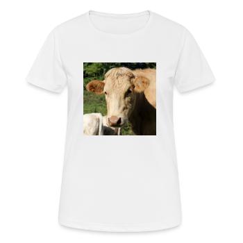 Affiche vache - T-shirt respirant Femme - blanc - Devant - AI Model Female 172 dark (172cm)