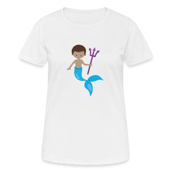 Süßer Meerjunge mit Dreizack - Frauen T-Shirt atmungsaktiv - Weiß - Vorne - AI Model Female 172 dark (172cm)