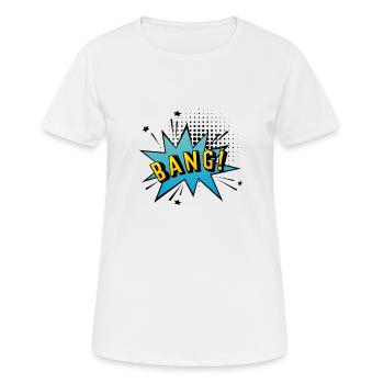 BANG! Sprechblase im Pop-Art Stil - Frauen T-Shirt atmungsaktiv - Weiß - Vorne - AI Model Female 172 dark (172cm)