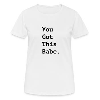 Vous avez ce bébé: chemise d'ami, chemise mignonne - T-shirt respirant Femme - blanc - Devant - AI Model Female 172 dark (172cm)
