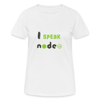 I Speak NodeJS - Ich spreche NodeJS - Frauen T-Shirt atmungsaktiv - Weiß - Vorne - AI Model Female 172 dark (172cm)