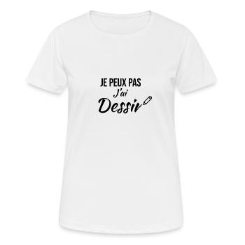 Je peux pas j'ai dessin - T-shirt respirant Femme - blanc - Devant - AI Model Female 172 dark (172cm)
