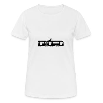 Straßenbahn - Frauen T-Shirt atmungsaktiv - Weiß - Vorne - AI Model Female 172 dark (172cm)