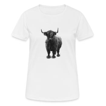 Galloway Rind - Frauen T-Shirt atmungsaktiv - Weiß - Vorne - AI Model Female 172 dark (172cm)