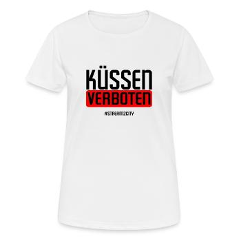küssen verboten schwarz - Frauen T-Shirt atmungsaktiv - Weiß - Vorne - AI Model Female 172 dark (172cm)