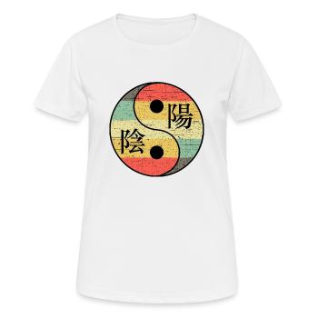 Yin and Yang with Chinese characters - Women's Breathable T-Shirt - white - Front - AI Model Female 172 dark (172cm)