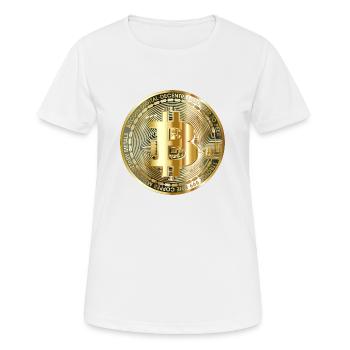 Bitcoin Shirt Sweatshirt monnaie numérique Bitcoin - T-shirt respirant Femme - blanc - Devant - AI Model Female 172 dark (172cm)