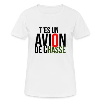 t'es un avion de chasse je t'aime - T-shirt respirant Femme - blanc - Devant - AI Model Female 172 dark (172cm)