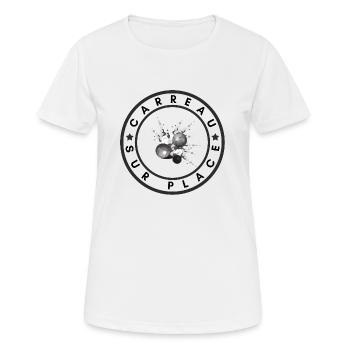 Boule Logo Carreau sur place - T-shirt respirant Femme - blanc - Devant - AI Model Female 172 dark (172cm)