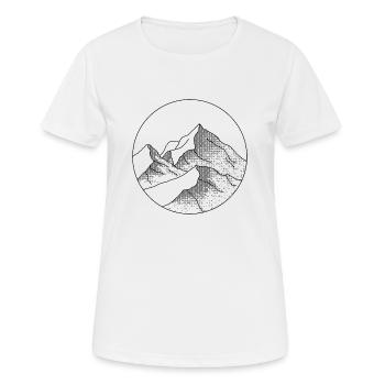Vector hand drawn landscape with mountains - Women's Breathable T-Shirt - white - Front - AI Model Female 172 dark (172cm)