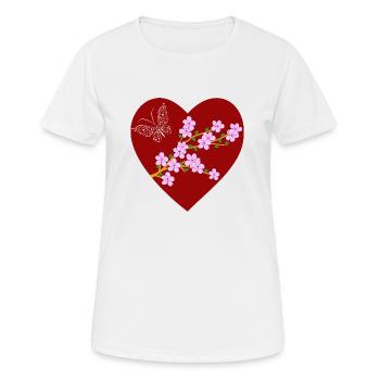 Papillon fleur de cerisier - T-shirt respirant Femme - blanc - Devant - AI Model Female 172 dark (172cm)