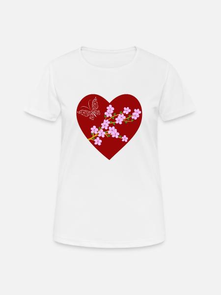 Schmetterling Kirschblüte - Frauen T-Shirt atmungsaktiv - Weiß