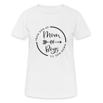 From Son Up - Mom Of Boys - Til Son Down - Frauen T-Shirt atmungsaktiv - Weiß - Vorne - AI Model Female 172 dark (172cm)