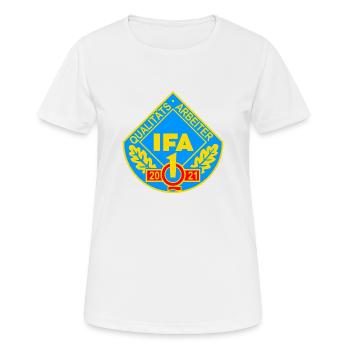 IFA Qualitätsarbeiter Q1 2021 DDR Auszeichnung - Frauen T-Shirt atmungsaktiv - Weiß - Vorne - AI Model Female 172 dark (172cm)
