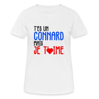 t'es un connard mais je t'aime - T-shirt respirant Femme - blanc - Devant - AI Model Female 172 dark (172cm)