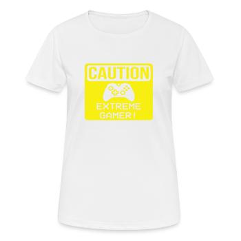 Caution Extreme Gamer! - Women's Breathable T-Shirt - white - Front - AI Model Female 172 dark (172cm)