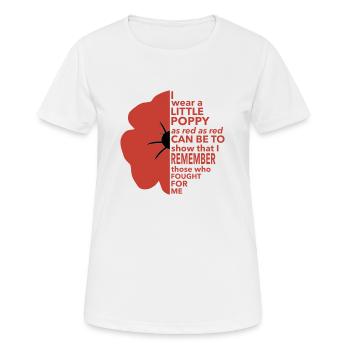 Poème commémoratif du coquelicot pour le souvenir et Anzac - T-shirt respirant Femme - blanc - Devant - AI Model Female 172 dark (172cm)
